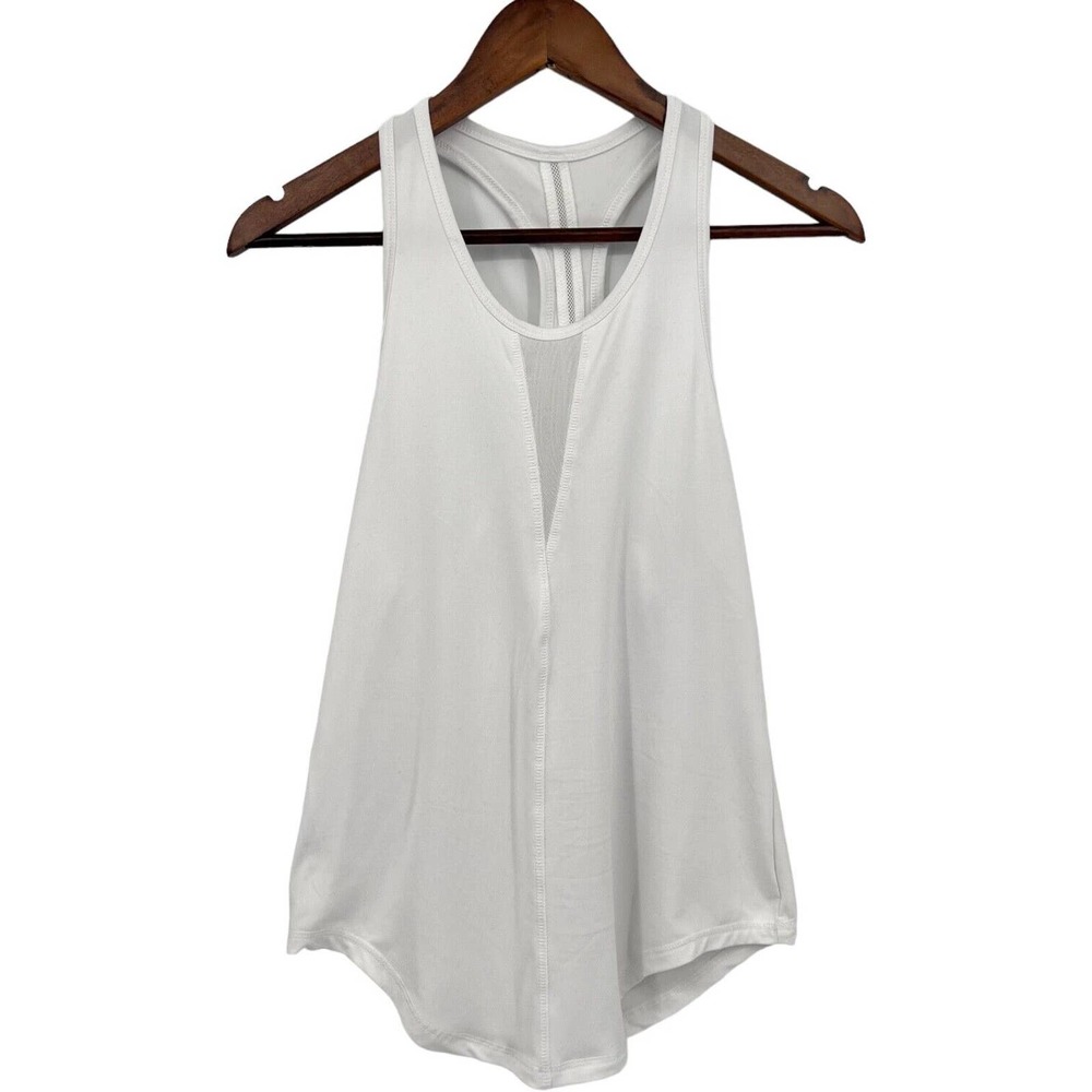 Zyia Active Womens Tank Top Size S White Racerback Mesh Longer Length Yoga